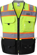 JKSafety Hi-Vis Unisex Surveyor Safety Vest Heavy Duty PPE Inner Pockets ANSI/ISEA Compliant by JKSafety