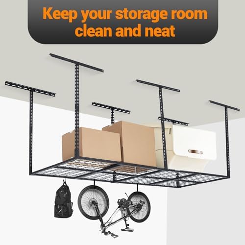 GarveeHome Garage Ceiling Storage Racks - Heavy Duty, 96'' * 36'', Adjustable Cold Rolled Steel Racks, 600 lb. Loading Weight Capacity - Image 6