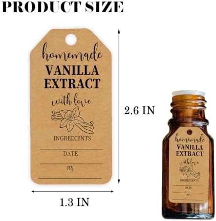 50PCS Kraft Vanilla Extract Labels Homemade Vanilla Extract Tags with Instructions for Gifting & Refilling Handcrafted Vanilla Bottles,Kitchen Pantry,Jar,2.6 * 1.3 in - Image 3