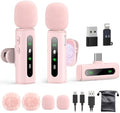 USB C Lavalier Microphone Wireless Mini Mic for Type-C Android Phone/Tablet/PC Video Recording Clip-on Mics with Rotatable Clip&Denoise Recording, Ideal for Vlog Tiktok Youtube Content Creator, Pink by GoorDik