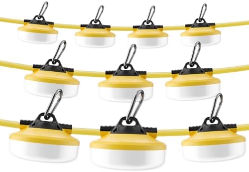 LED Construction String Lights 100FT, 3 Prong, 10000 LM, 5000K LED String Work Lights, 100W Temporary Lighting for Job Site Outdoor Indoor, IP65 Waterproof Temporary Construction Lights, ETL Listed by Unknown