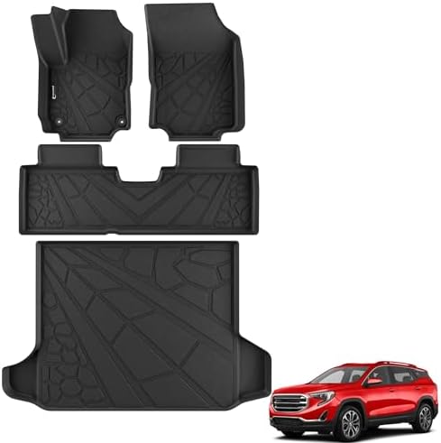 Floor Mats for Chevy Equinox/GMC Terrain 2018-2024 (Not fit EV Models), All Weather TPE Protection Floor Liners Accessories, 1st & 2nd Row & Cargo Liner by Partzer