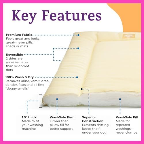 Pet Dreams Dog Crate Pad - Washable Kennel Mat, Crate Pads for Dog Cages, Non-Toxic, Flat Indoor Cat Bed, Fits iCrate 18, 24, 30, 36, 42, 48 Inches (Ivory, X Small, 18") - Image 2