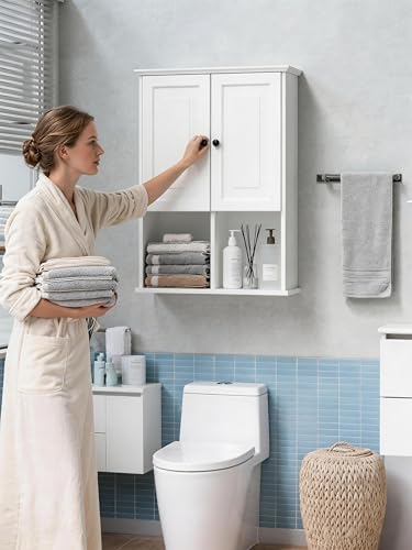 HAIOOU Bathroom Wall Cabinet with Motion Sensor Light, 23.6 Inch - White - Image 2