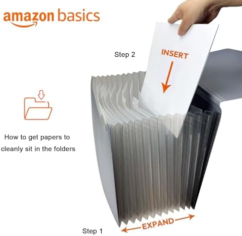 Amazon Basics Expanding Organizer File Folder, Letter Size - Black, 12-Pack - Image 2