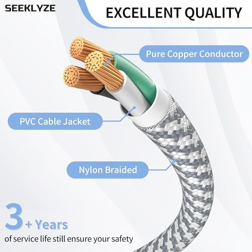 16 Gauge Braided Extension Cord 20 FT, Flat Plug Power Cord Indoor - Image 3