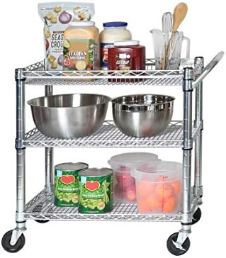 Seville Classics 3-Tier UltraDurable Commerical-Grade Heavy-Duty NSF-Certified Service Utility Storage Cart, 33.75" W, Chrome (1 Pallet of 35 Packs) by SevilleClassics