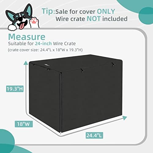 Seiyierr Dog Crate Cover, Dogs Kennel Covers Universal Fit for 24 Inch Wire Crate, Lightweight 600D Polyester Fabric with Double Door,Black - Image 2