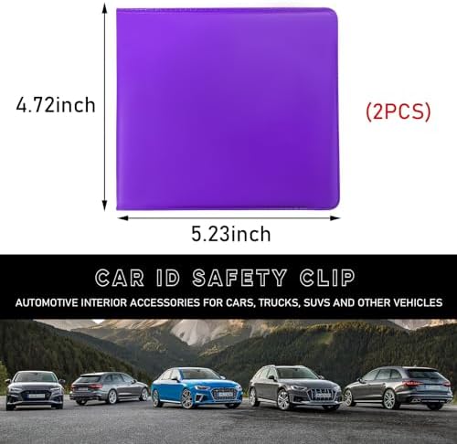 Ziciner 2PCS Car Registration and Insurance Holder, 5.2"× 4.7" Leather Auto Glove Box Organizer with Closure, Essential Car Document Holder for Card, Driver License (Purple) - Image 2