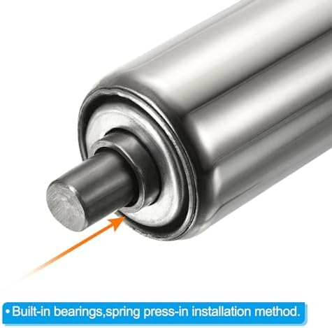 PATIKIL Conveyor Roller 3" Diameter 12" Length, 1 Pack Stainless Steel Transmission Replacement Part Galvanized End, Silver - Image 4