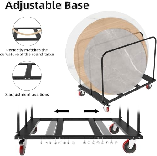 Folding Table Cart, Heavy Duty Drywall Cart 1800 LB & 10 Table Capacity, Table Dolly with 5" PU Swivel Wheels for Moving Box, Wood, Drywall, Panel, Party Events, Factory, Warehouse - Image 4