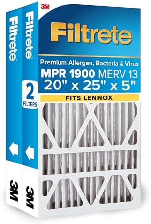 Filtrete 20x25x5 Air Filter, Fits Lennox, MERV 13, MPR 1900, 2 HVAC Filters by Filtrete