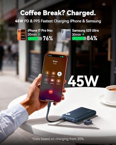 INIU 10000mAh 45W Fast Charging Portable Charger, Smaller Travel Power Bank - Image 3