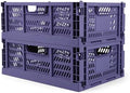 2 Pack Stackable Storage Crates, Plastic Foldable Baskets Large Blue by Domiella