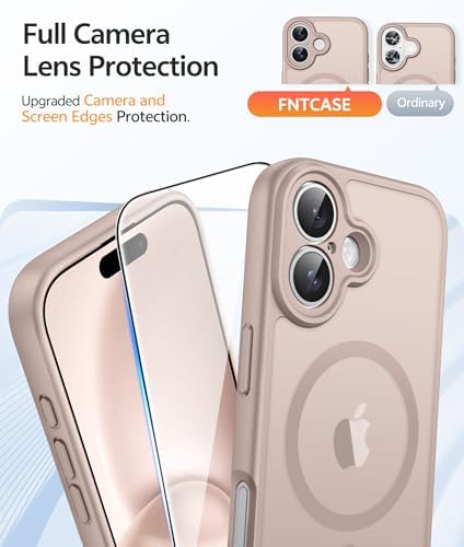 FNTCASE for iPhone 16 Case, Fit for Magsafe, Screen Protector, Desert Gold - Image 4
