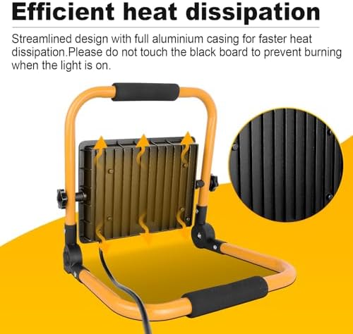 Willpower Portable LED Work Light 75W Job Site Lights 7500LM IP66 Waterproof Construction Floodlights Outdoor with Stand 6000K Daylight White for Camping Workshop Garage with 3.5m Wire Plug - Image 5