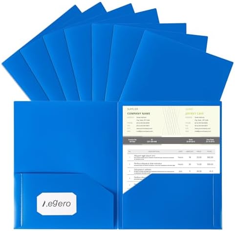 Aegero Plastic Folders with Pockets (7 Pack, Blue) by Unknown