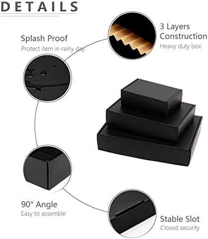 Timirog Shipping Boxes 12x9x2 Inches 25 Pack Black Corrugated Cardboard - Image 5