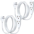 Maximm 6 Ft Flat Plug Extension Cord 3-Outlet Angled Plug, White UL, 2 Pack by MaximmCable