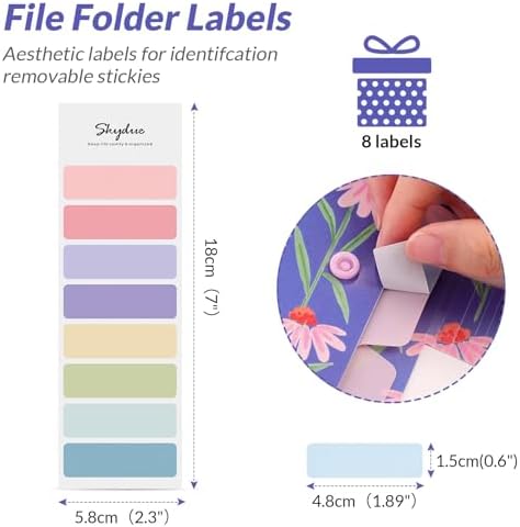 SKYDUE Accordion File Organizer, Floral Expanding File Folders with 5 Pockets, Cute Document Organizer for Paper Storage, School Office & Hospital Supplies Letter/A4 Size Periwinkle Blue - Image 3
