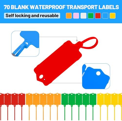LeonBach 70 PCS Plastic Shipping Tags, 1.46" x 2.48", Mixed 7 Colors - Image 3