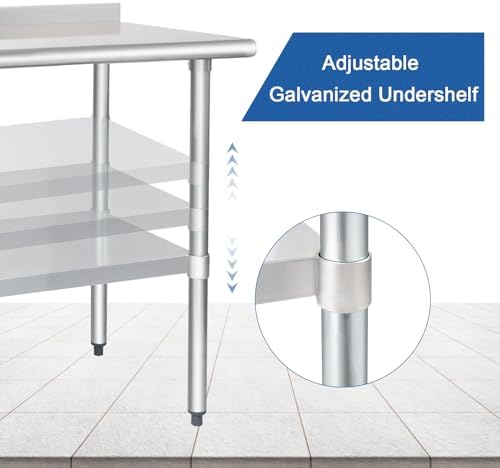 HARDURA Stainless Steel Commercial Prep Table 30 x 36 Inches Backsplash - Image 3