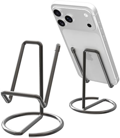Metal Cell Phone Stand for Desk, Cute One-Piece Phone Holder, Stable Desktop Display Dock for iPhone, iPad, Samsung, Tablets & All Mobile Phones, Gray by HZZADZXW