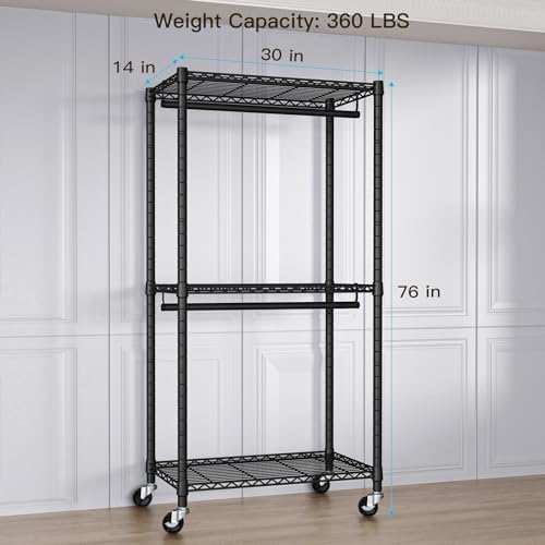 FUTASSI Heavy-Duty Portable Closet, 30"W x 14"D x 76"H, Black, Carbon Steel - Image 6