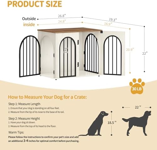 Hzuaneri 26.8'' Dog Crate Furniture,Dog Kennel Indoor for Small Dogs - Image 2