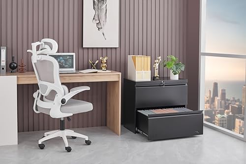 Guizeeopo 2 Drawer File Cabinet, Lateral File Cabinet with Lock, Printer Stand, Heavy Duty Office Storage Cabinet, Filing Cabinets for Home Office, A4/Letter/Legal Size, Assembly Required(Black) - Image 2