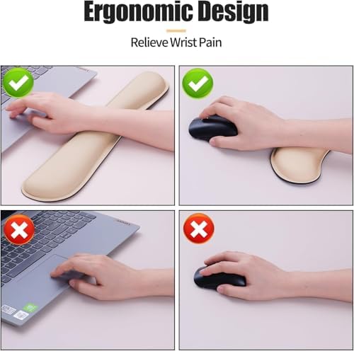 Bloss Leather Desk Pad and Keyboard Wrist Rest, Large Mouse Pad + Keyboard Pad+Mouse Wrist Support, Non-Slip Desk Mat Protector for Office, Home (35.4×15.7 Inches,Beige) - Image 6