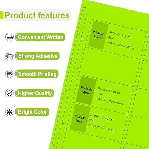 L Liked 2" x 4" Neon Fluorescent Green Labels 300 Labels 30 Sheets - Image 2