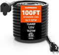 100 FT Outdoor Extension Cord | Black Extension Cord Waterproof, 16 Gauge 13Amps 125V, SJTW, ETL Listed, Indoor/Outdoor Use by Unknown