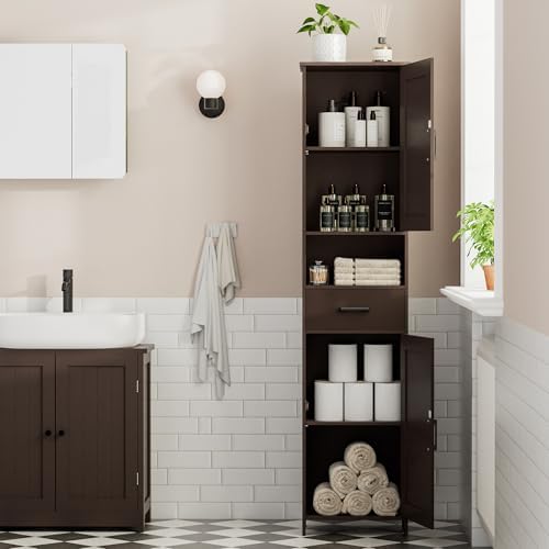 Homhedy 67" H Tall Bathroom Storage Cabinet with Barn Doors and Drawer - Image 2