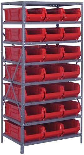 Quantum Storage Systems Wire Shelving Unit W/21 RED Bins by QuantumStorageSystems