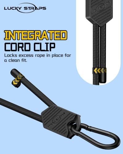 Lucky Straps 24" Black Adjustable Carabiner Bungee Cords with Hooks, 8 Pack - Image 2