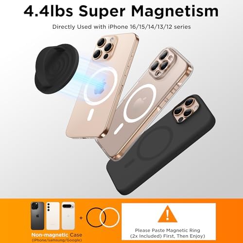 Magnetic Phone Grip for MagSafe, Silicone Ring Grip, Black - Image 6