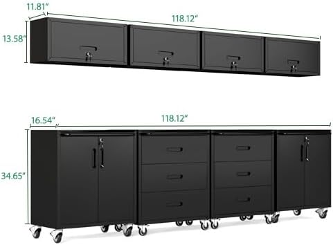 Garage Cabinet System | Heavy Duty Steel All-in-One Modular Garage Cabinet Set for Ultimate Workshop Organization | Easy Assembly Garage Storage Cabinets & Tool Bench - Image 2