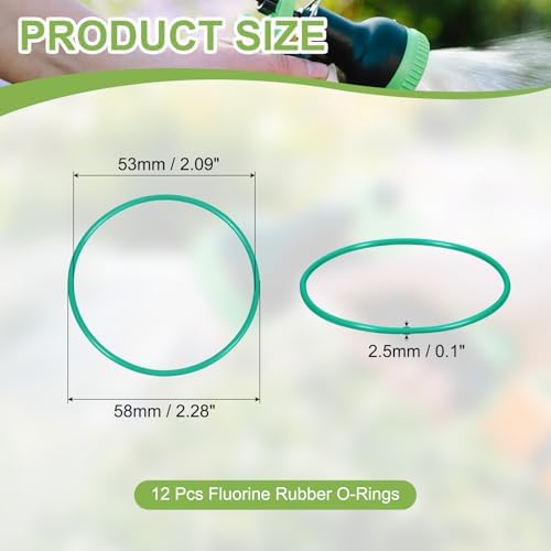 12pcs Fluorine Rubber O-Rings 58mm OD 53mm ID 2.5mm Width - Image 2