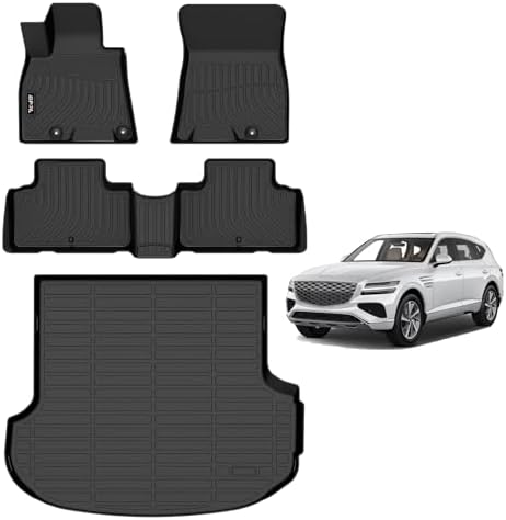 AIPOIL® Custom Fit TPE Floor & Cargo Liners for 2021-2026 Genesis GV80(Only 5 Seats), All-Weather Waterproof Stain-Resistant Durable Raised Edge Black Full Car Accessories by AIPOIL