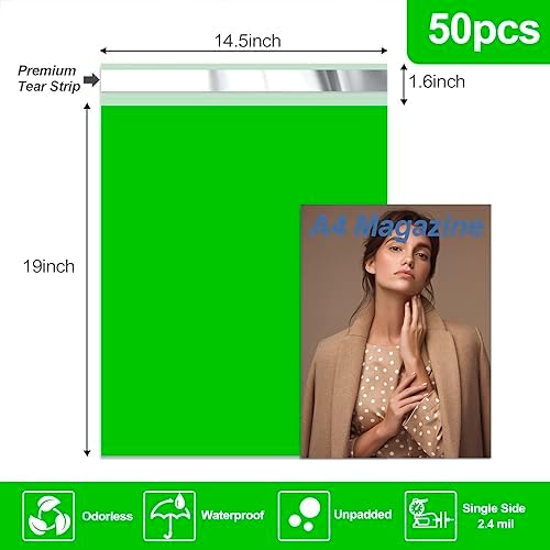 JinRuiKJ Poly Mailers 14.5x19 Inch, 50 Pcs Shipping Bags, Green - Image 2