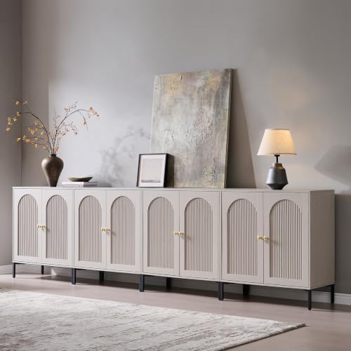 IFGET 123.5"W Modern Arch Sideboard Buffet Cabinet with Storage, Light Grey by IFGETEnrichYourLivingSpace