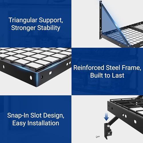 FLEXIMOUNTS 4-Pack 2x4 ft Wall Shelving Garage Storage Rack, Black - Image 4