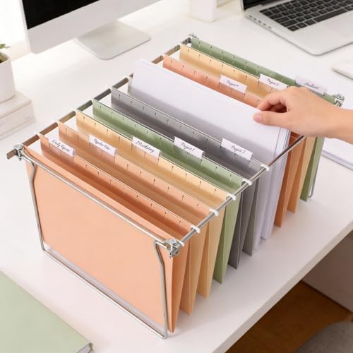 SUNEE 25 Count Hanging File Folders, Pastel Colors, Hanging File Folders Letter Size, Hanging Folders with 1/5-cut Tabs, Designed for Bulky Files, Filing Cabinets, Medical Charts - Image 6