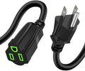 Power Extension Cord 0.5FT/6Inch, Short 3 Prong Electric Extension Cable Outlet Saver, Single Outlet, Outdoor and Indoor, Heavy Duty, Waterproof, Flexible, 16 AWG, SJTW, 13A 125V Extender Wire(Black) by ECJTU-US