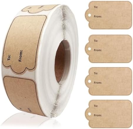 500 Christmas Brown Kraft to and from Gift Tag Stickers for Present by LOPUROExquisiteAccessories