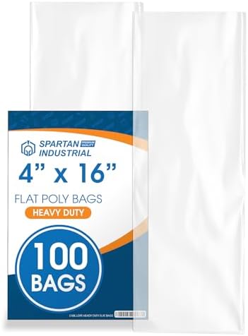 4" X 16" Open-End Flat Poly Bags (100 Count) - 2 Mil Clear by SpartanIndustrial