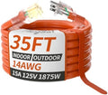 PlugSaf 35 FT 14 Gauge Extension Cord, Heavy Duty Extension Cord, Orange by PlugSaf
