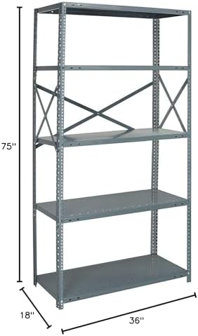 Quantum Storage Systems 75-1836-5 IRONMAN Solid Heavy Duty 5 Shelves 75" H x 36" W x 18" D - Image 2
