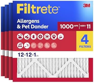 Filtrete 12x12x1 Air Filter, MERV 11, MPR 1000, 4 HVAC Filters by Filtrete